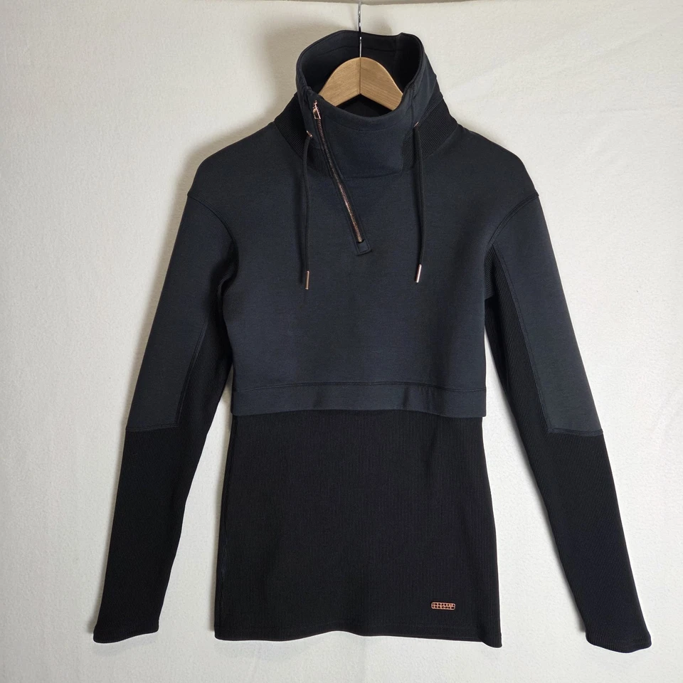 Under Armor x Lindsey Vonn Bankso Small Black SKIING Sweater Top Funnel Coldgear - Image 2 of 4
