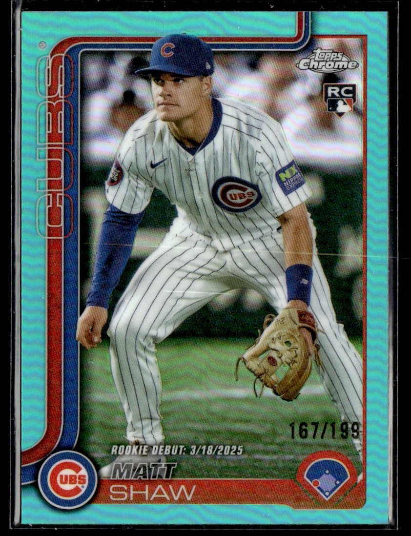 2025 Topps Chrome Update Aqua Matt Shaw Rookie /199 Cubs #USC135
