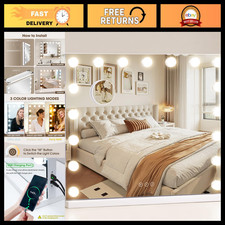 Dimmable LED Vanity Makeup Mirror with 10X Magnification  3 Color Modes - 23.6"