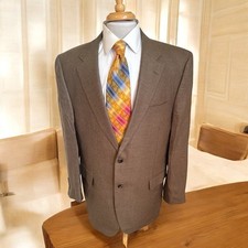 Jos A Bank Sz 44L Tan Brown Wool Rayon Textured Bamboo Blazer Sport Jacket Coat