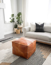 Aamazing Square 20'' Handmade Moroccan Leather Ottoman Unstuffed Footstool Pouff