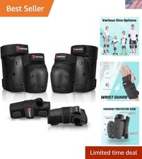 Adult/Kids Knee Pads Elbow Pads Wrist Guards 6 in 1 Protective Gear Set for I...