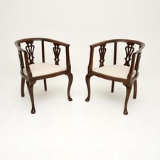 Pair of Antique Edwardian Mahogany Tub Chairs