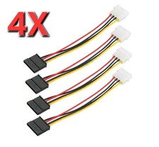 Lot of 4 IDE Molex 4 Pin male To Serial ATA SATA 15 Pin FeMale Power Cable