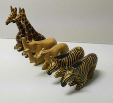 6 Serviettenhalter - Tierfiguren Afrika - Holz - handbemalt