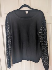 Thin Black Jumper with Animal Print Sparkly Arms From VILA Milano Size XL