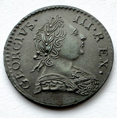 1775 Halfpenny (nicht Regal) vz plus - George III britische Kupfermünze * C1-591