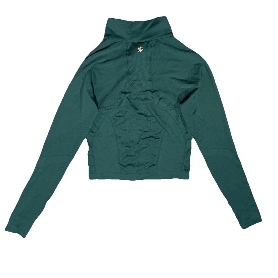 Top Athleta Momentum XS Sin Costuras Para Mujer Verde 1/4 Cremallera Elastizado Manga Larga Gimnasio N3 Foto 2 de 4