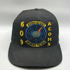 609th ACOMS Hat Black Embroidered Spinning The Web Military Cap Made in USA