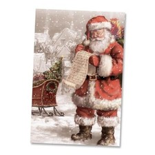 Vintage Christmas Canvas Wall Art Santa Claus Checking His List Prints Poster