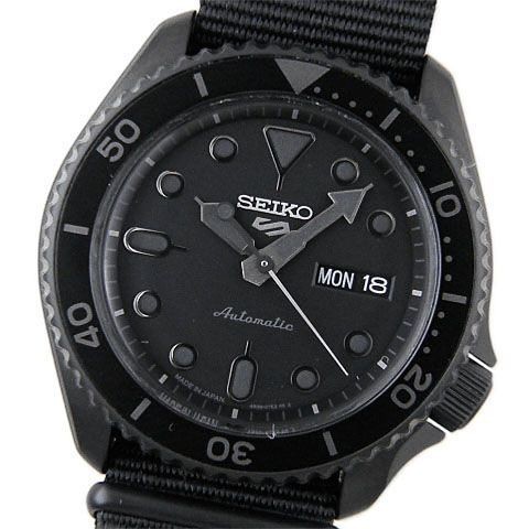 Seiko 5 Sport SBSA025 Automatic Day-Date All Black NATO Belt 440115 - Picture 9 of 10