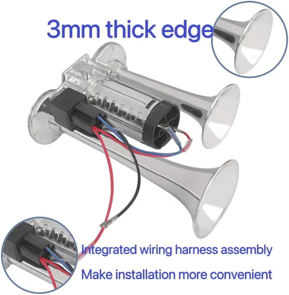 600DB Dual Electric Air Horn Kit Super Loud 12V Waterproof With Compressor