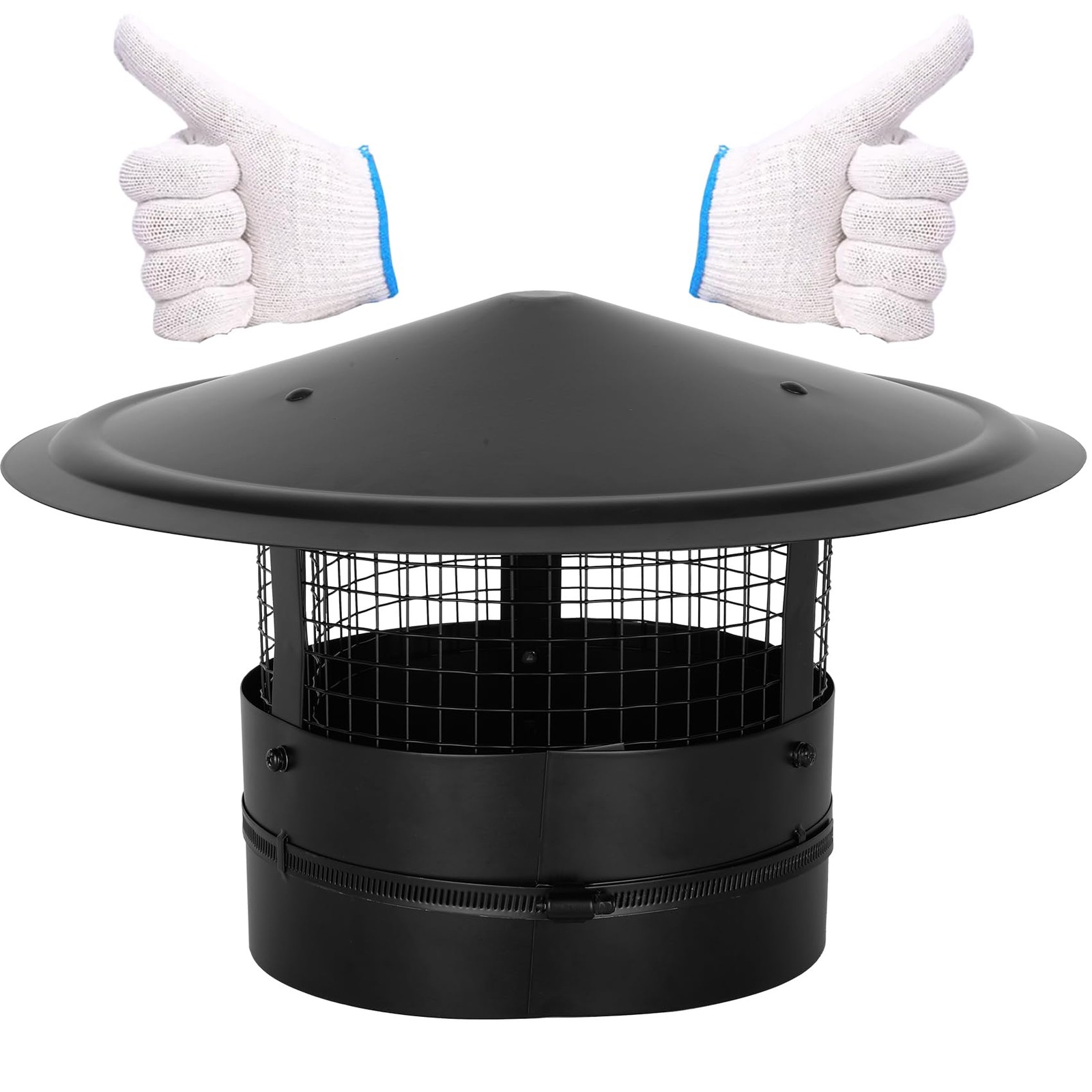 6Inch Chimney Cap,6/7/8/10 Inch Adjustable Stainless Steel 6 INCH, Black