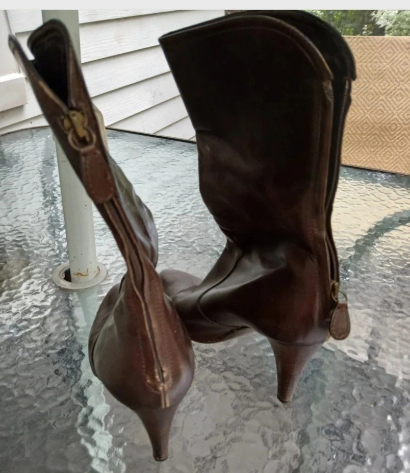 Cole Haan Boots Womens Brown Leather Pointed Toe Stiletto Heels Mid Calf  7.5 B - Image 4 of 4