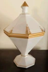 Vintage Westmoreland Milk Glass Candy Dish & Lid Gold Trim Octagon Leaves Wheat