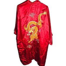Vintage Aloha Hawaii 100 Silk Hand Embroidered Chinese Dragon Robe Kimono