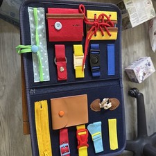 Blue Montessori Sensory Life Skills Busy Board NEW
