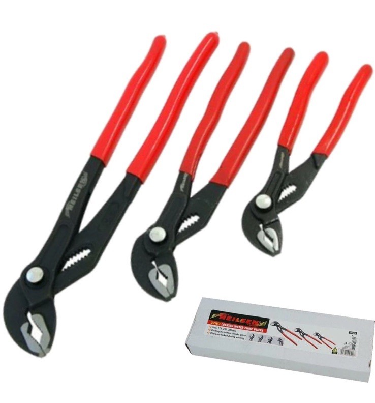 Neilsen 3pc Plumbers Waterpump Pipe Wrench Pliers Grips Pump 175mm - 300mm