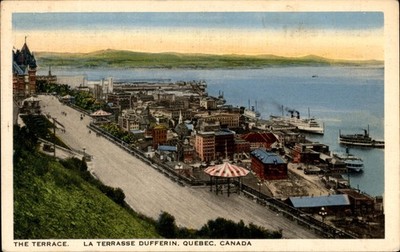 1939 Quebec City Canada Dufferin Terrace St Lawrence River Linen Postcard