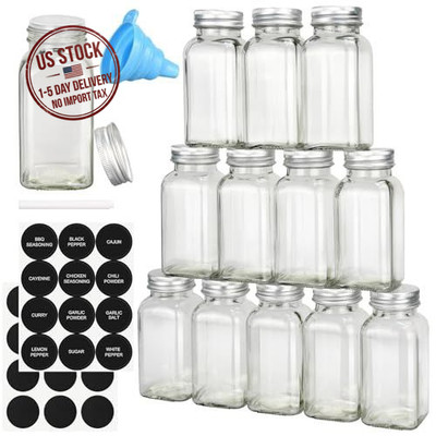 DkOvn 12/24/36 Pack Glass Spice Jars, 4oz Empty Jars clear