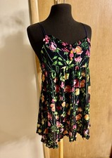 Betsey Johnson Babydoll Nightie Floral Slip Keyhole Back Size M Y2K