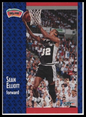 1991-92 Fleer #185 Sean Elliott San Antonio Spurs NBA Basketball Card NM Sharp