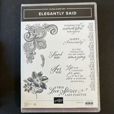 Stampin Up Elegantly Said Intricate Scroll Sentiments Cling Rubber Stamps 155095