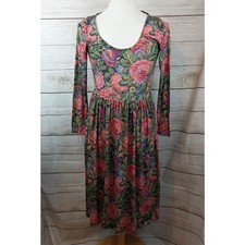 Asos Womens Midi Dress Sz 10 Floral Print Stitch Design Pink Green