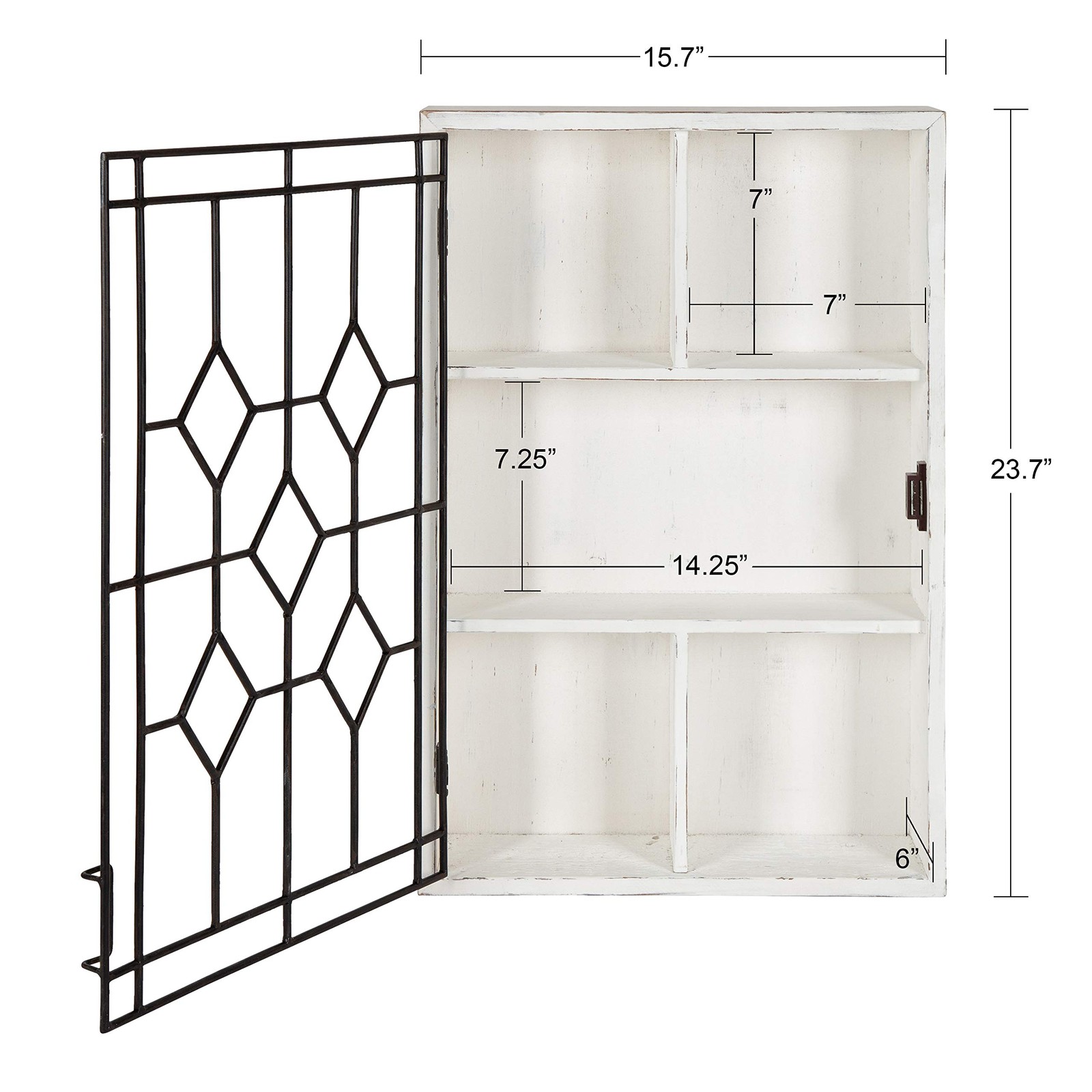 Megara Decorative Wooden Wall Hanging Curio Cabinet for Open Storage with Dec...