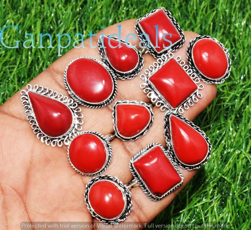 Turquoise & Mix Gemstone Ring 925 Sterling Silver Plated Wholesale Jewelry Lots - image 3 of 4