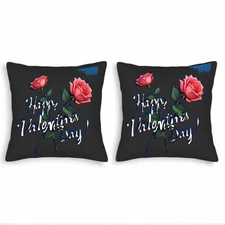 Set of 2 18x18in Throw Pillow Covers with Elegant Pink Roses 