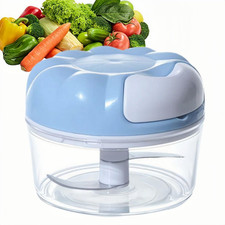 Mini Manual Food Processor Vegetable Chopper,Portable Hand standard, Blue