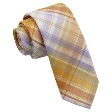 Striped Plaid Ties for Men, 2.36" Adjustable Mens Necktie for Purple White