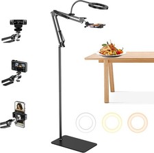 Floor Overhead Phone Mount with Ring Light for Filming, TikTok, Live Stream, LED