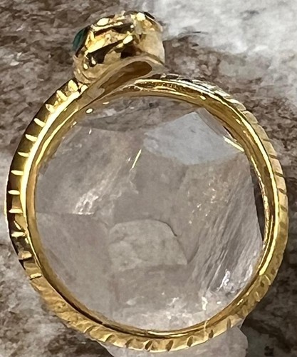 Genuine Ruby Diamond Emerald Coiled Snake Ring 14K Yellow Gold on solid 925 coil - Picture 5 of 16