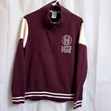 PINK Victoria's Secret Women's S Small Maroon Cream 1/4 Zip Pullover Jacket