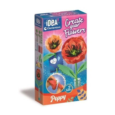 Clementoni Idea - Create your Flowers Poppy, creatieve set voor 2 klaprozen van