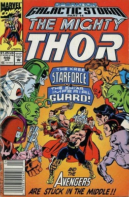 Thor #446 (Newsstand) FN; Marvel | Operation Galactic Storm 14 - w/Bag+Board
