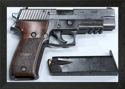 Sig Sauer P226 Kurzwaffe gerahmtes Wandbild Poster Leinwanddruck Bild