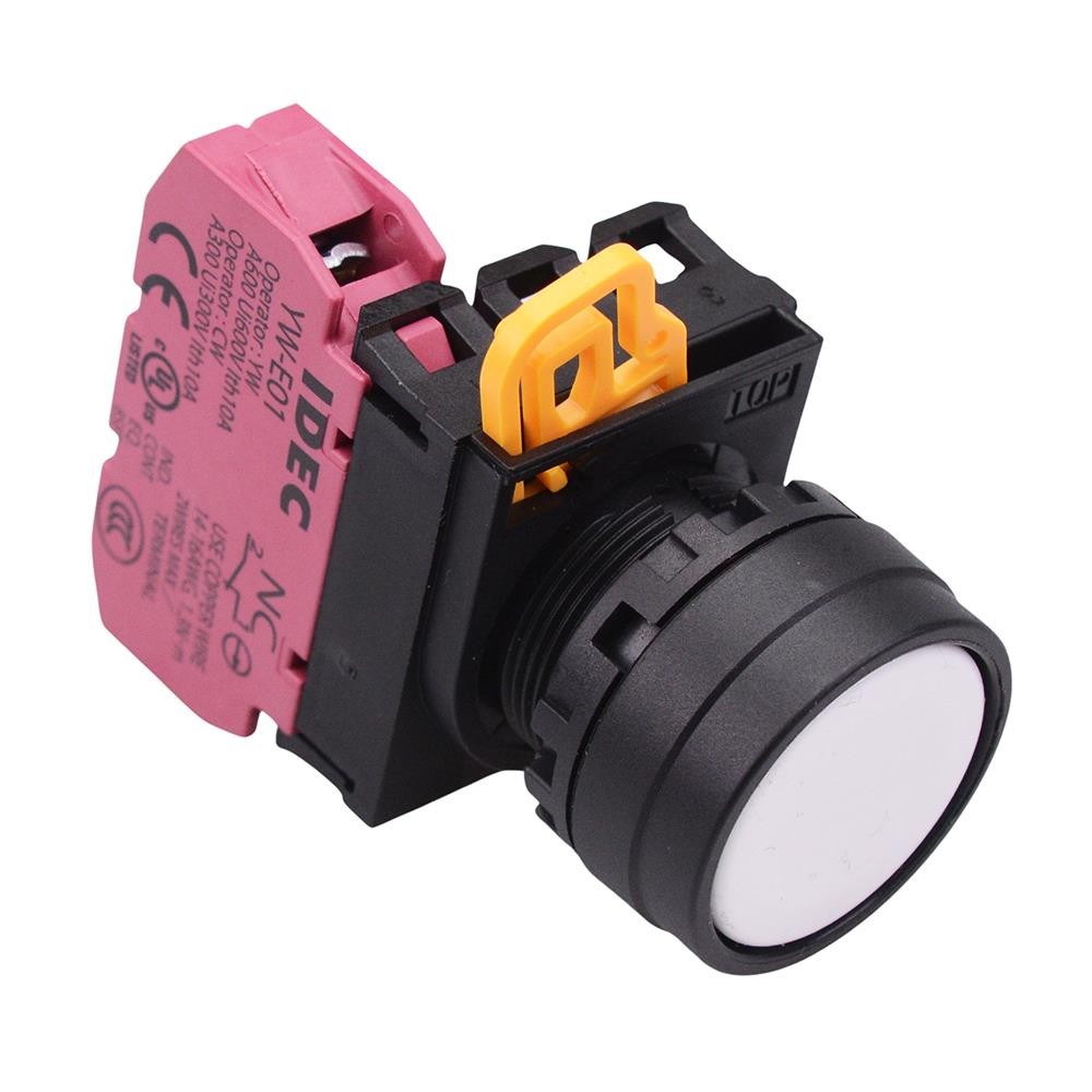 YW1B-M1E01W White 22mm Momentary Push Button Switch NC IP65 IDEC