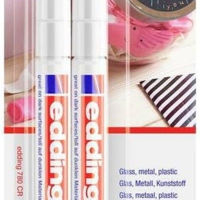edding 780 Glanzlackmarker - weiß - Packung mit 2 Lackmarkern - extra-feine 