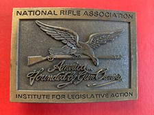 Vintage Nra National Rifle Association Belt Buckle America Founded By Gun Owners