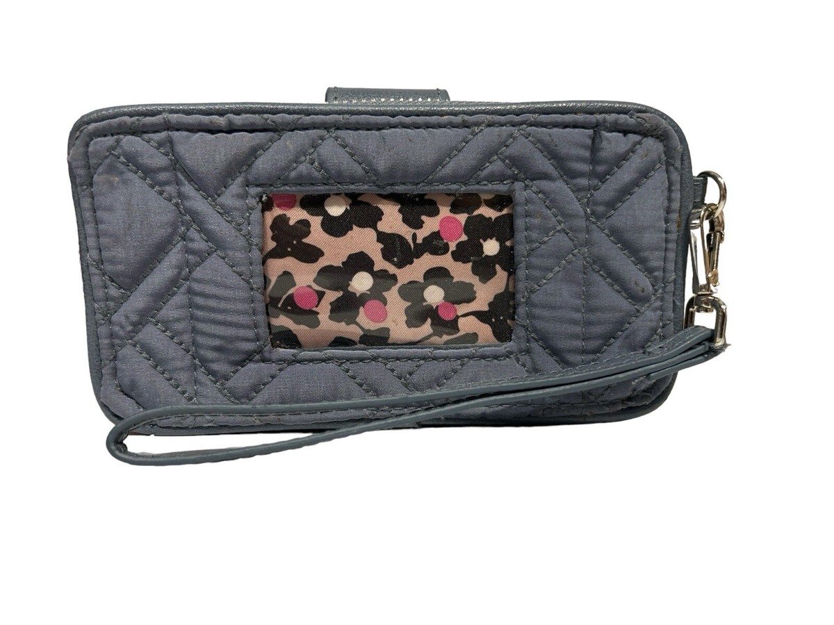 Vera Bradley Gray Charcoal Quilted Wristlet / Wallet 6 1/4” X 3.5