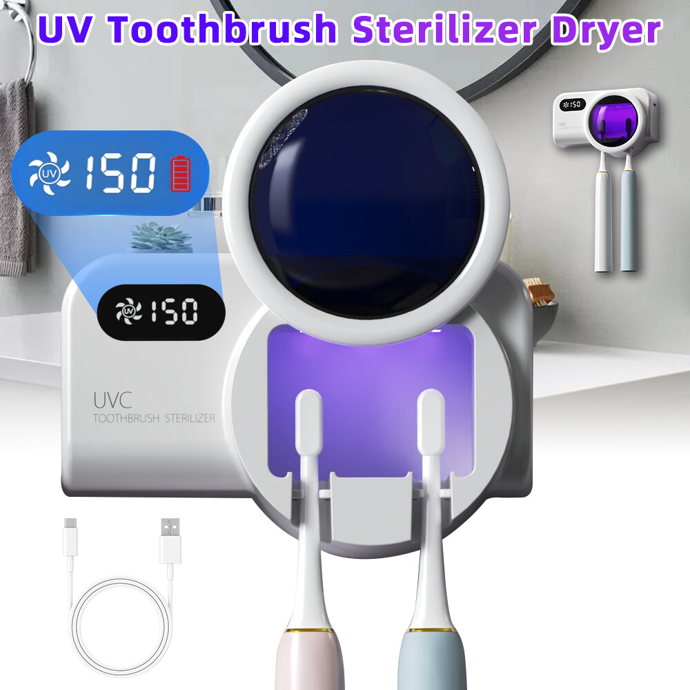 Toothbrush Sanitizer UV Intelligent & 2 Holder Tooth Brush C
