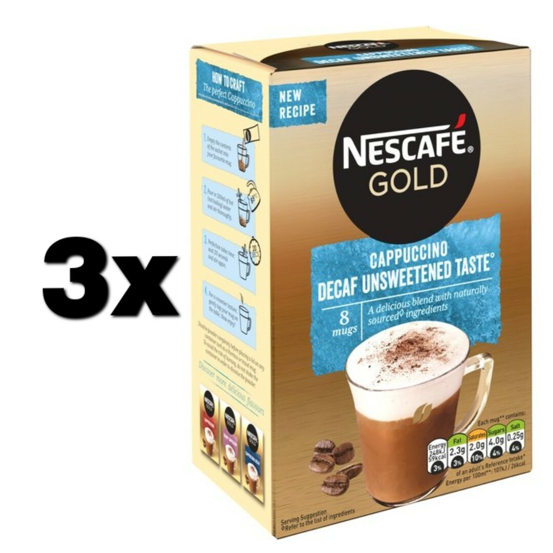 NESCAFE GOLD CAPPUCCINO DECAF UNSWEETENED instant coffee (1 to 80