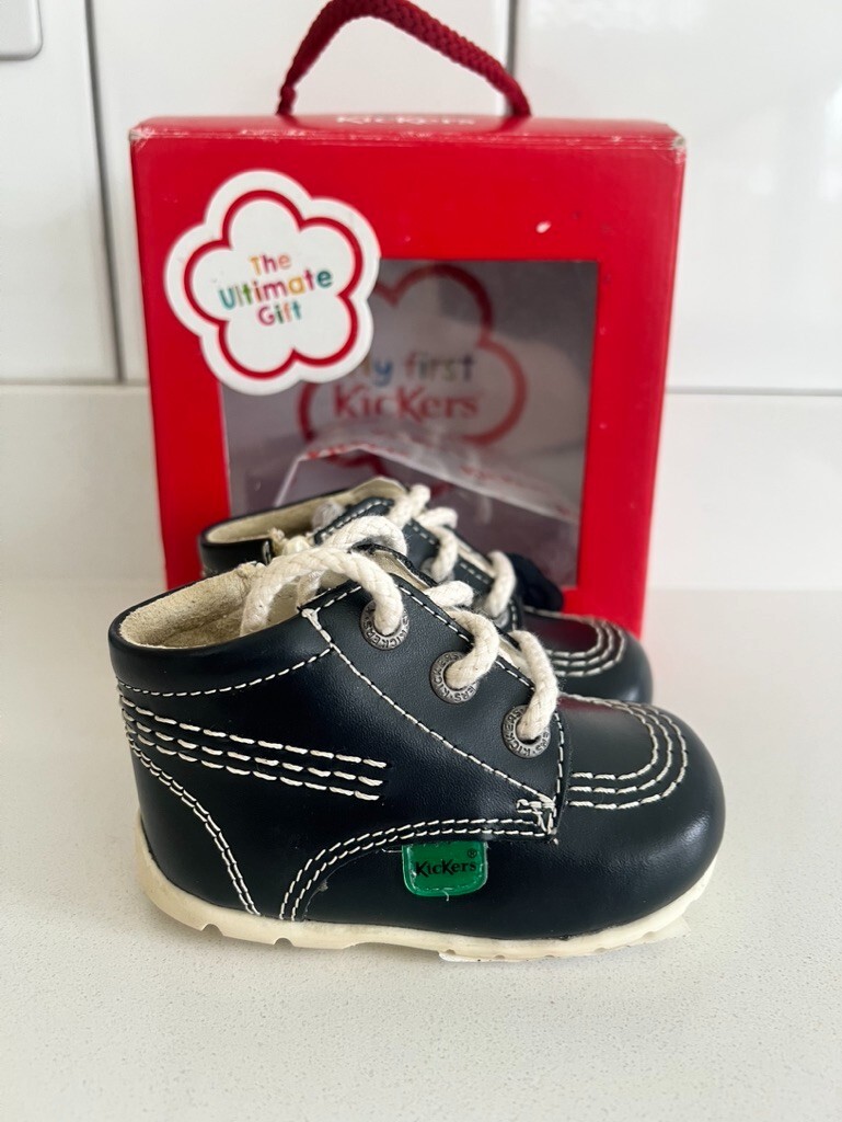 Kickers Baby Kick Hi Leather Navy EU 17 UK /3-6 - Main Image