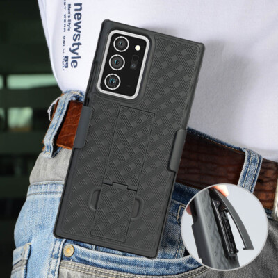 For Samsung S25 S26 Ultra S24+ S21 Note 20 Holster Hard Case Kickstand+Belt Clip