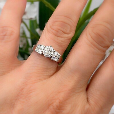 2 Ct Round Cut Simulated Diamond Designer Engagement Ring 14k White Gold Finish