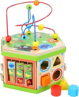 MotorikwüRfel Safari Motorikschleife Holz Kleinkind Feinmotorik Spielzeug