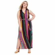 Torrid Women's Sleeveless V-Neck Colorful Maxi Dress Size 1